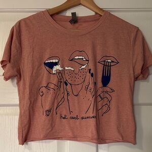 “Hot Carb Summer” Dusty Rose Crop Tee